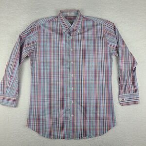 Peter Millar Dress Shirt‎ Mens Large Multi Color Plaid Seaside Finish Button Up